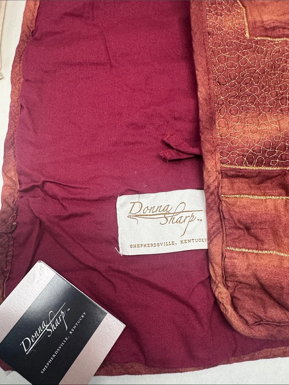 VINTAGE DONNA SHARP KING PILLOW SHAMS RED DESERT LOT / PAIR OF 2 QUILTED